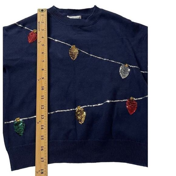 Harper Canyon Girls Navy Peacoat String Lights Sequin Sweater Size Small 7/8 - Picture 4 of 11